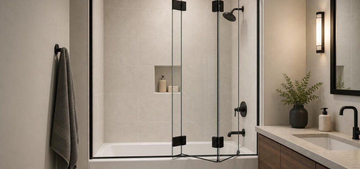 folding tub shower doors