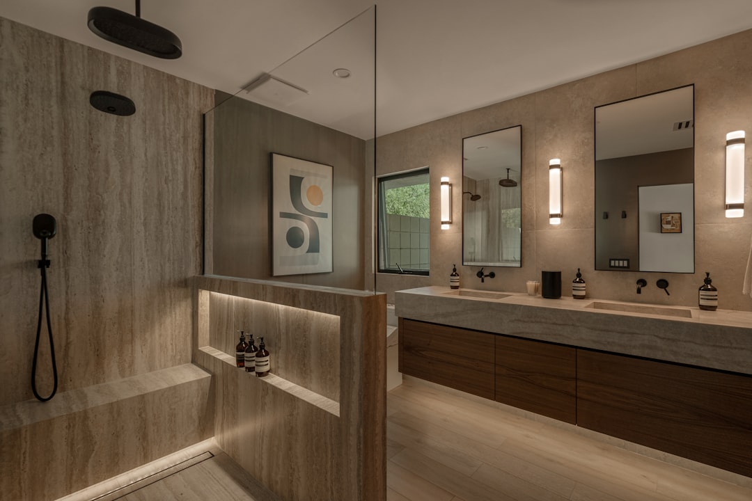 walk in shower modern bathroom