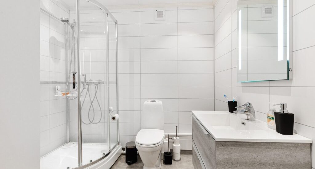 36 x 48 shower glass enclosure in modern bathroom