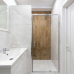 1200 x 800 sliding door shower enclosure in a modern bathroom