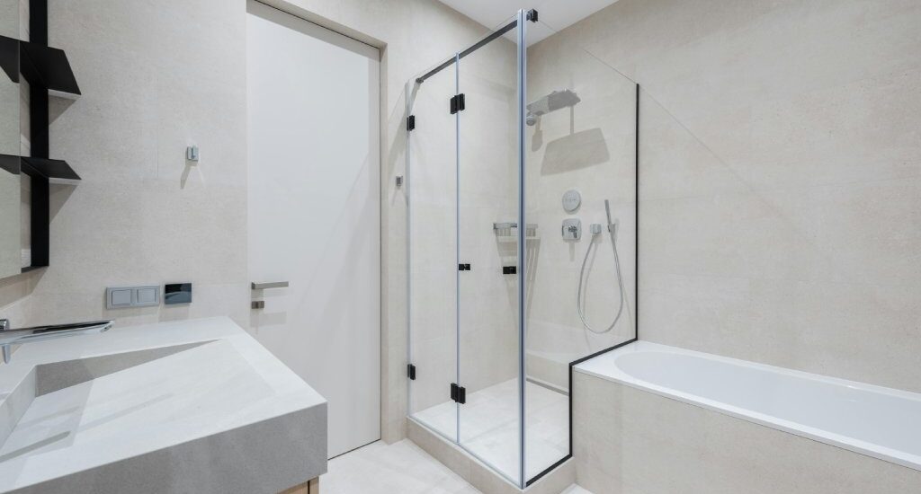 bathtub with half glass