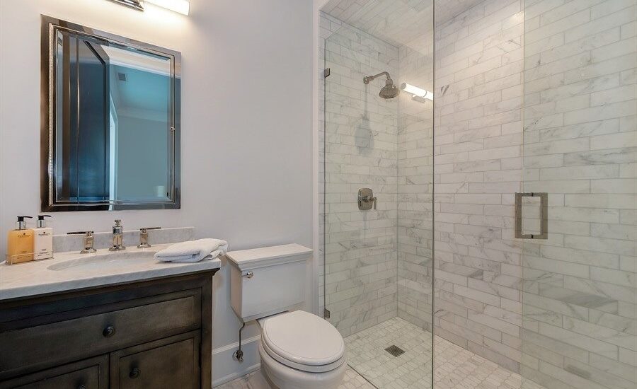 modern frameless glass shower