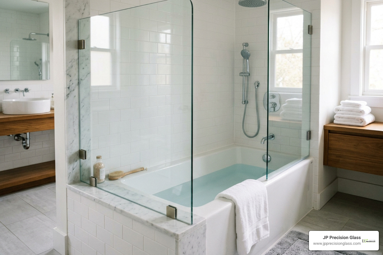 half glass tub enclosure