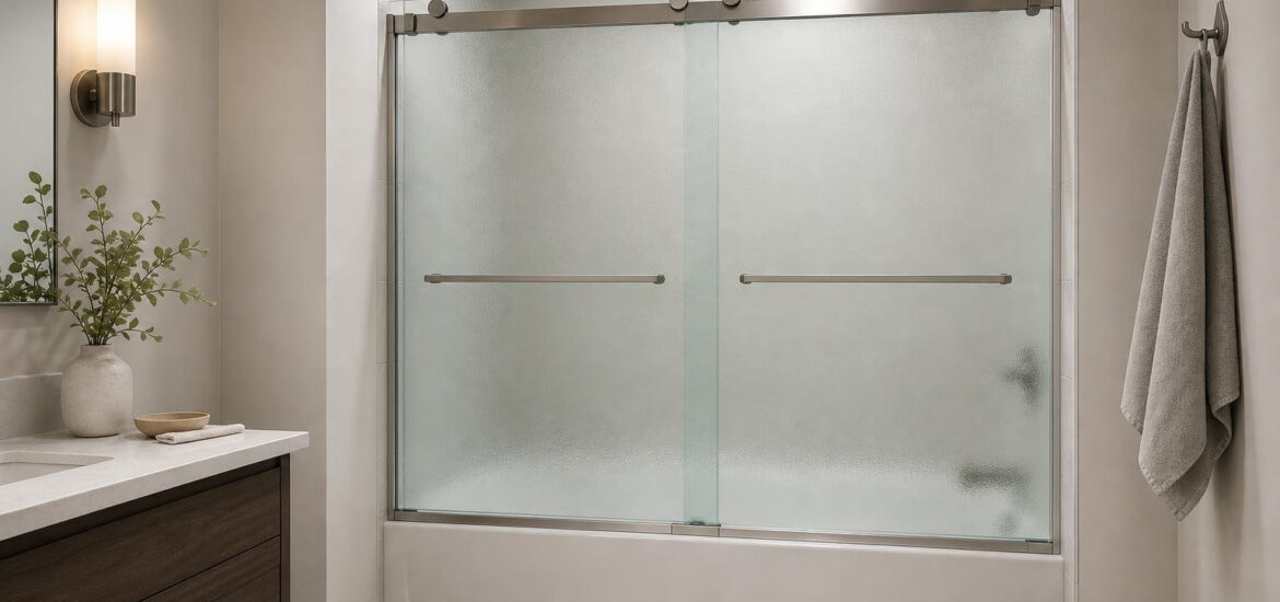 bathtub doors frosted glass